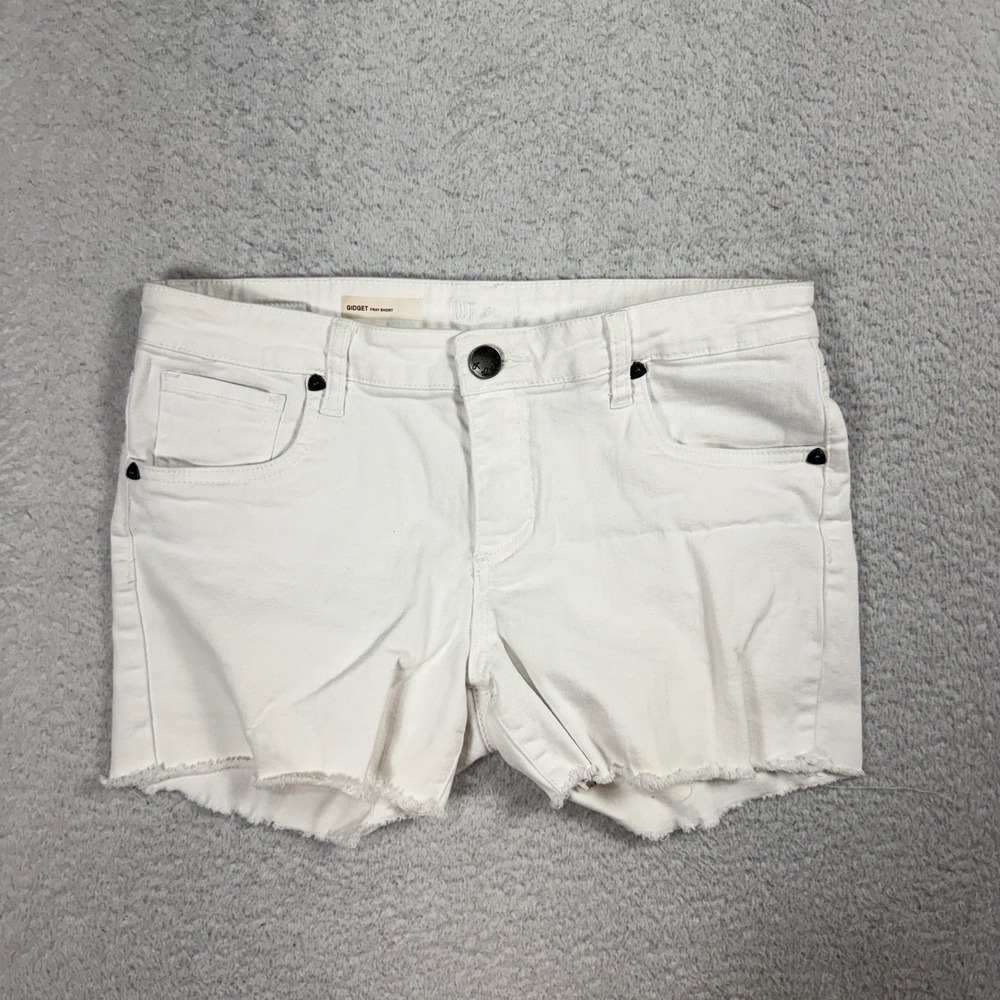 Kut From The Kloth Womens Gidget Fray Cut Off Denim Shorts 8 (W32) White